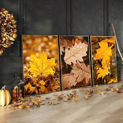 1/3 SZTUK Nowoczesne plakaty, opcjonalna rama, sztuka ścienna, nowoczesny wydruk na płótnie z jesienną estetyczną sceną, prosty sezonowy plakat do dekoracji pokoju