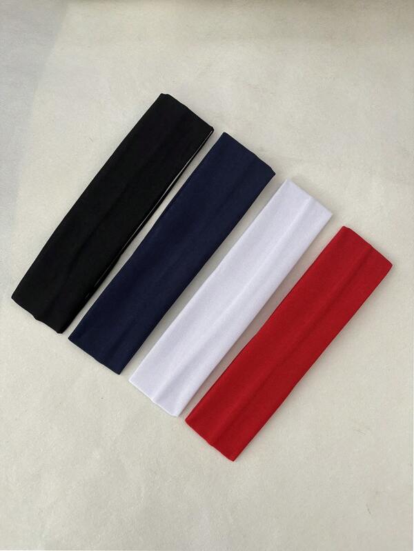 4 pezzi/set Fascia per capelli versatile di colore unito, adatta per uso casual, sportivo e scolastico, accessori per capelli alla moda, fasce per la testa per donne