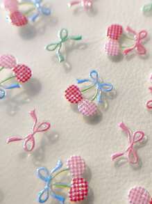 Pegatinas de uñas con diseño de cereza, pegatinas de uñas con estampado de lazos, estilo niña dulce, pegatinas de uñas con lazos lindos, calcomanías de arte de uñas, pegatinas autoadhesivas, pegatinas de decoración de uñas, decoración de arte de uñas DIY para damas, apropiado para fiestas, uso diario, sesiones de fotos, decoración de festivales, regalo de cumpleaños para amigas, regalo de vacaciones, ideal para el Día de San Valentín, hermosas pegatinas de uñas diseñadas para niñas, la mejor opción de regalo para niñas.