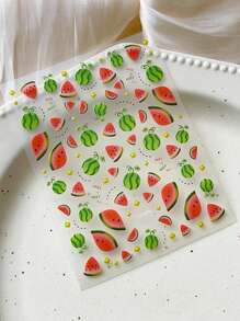 1 pieza Pegatina para uñas 5D en relieve de alta calidad con diseño de sandía de verano fresca, pegatina de decoración de arte de uñas de estilo niña linda, pegatina autoadhesiva para decoración de uñas DIY para mujer, adecuada para fiestas, uso diario, fotografía, pegatinas de uñas para festivales, regalo para amigos, regalo de festival, adecuado para el Día de San Valentín