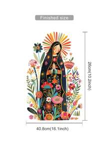 1 pièce Notre-Dame de Guadalupe Sticker mural de statue de fleurs de lune Sticker de porte Vierge Marie en prière Décor de chambre d'enfant Chambre à coucher Salon Bureau Autocollant décoratif Papier peint Décoration de maison Décoration de pièce Autocollants muraux Personnalisés