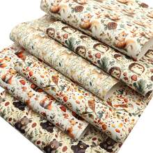 6pcs/Set 7.87x12.99 Inch Animal Print Faux Leather Set, Squirrel, Hedgehog, Owl Pattern Synthetic Leather Fabric, Suitable For DIY Earrings, Hair Accessories, Crafts, Bows And More - Multicolor - View 6