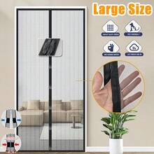 1 Stück extra großer magnetischer Fliegenschutz, schwarz-Netz dekorativer Insektenschutz Vorhang, atmungsaktiv, Sommer Schlafzimmer/Küche/Terrasse Abdeckung, selbstschließendes magnetisches Fliegengitter, moderne Heimdekoration