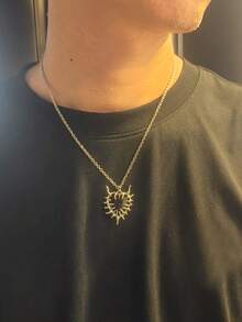 哥特式水钻荆棘心形吊坠项链，男女通用朋克摇滚风格