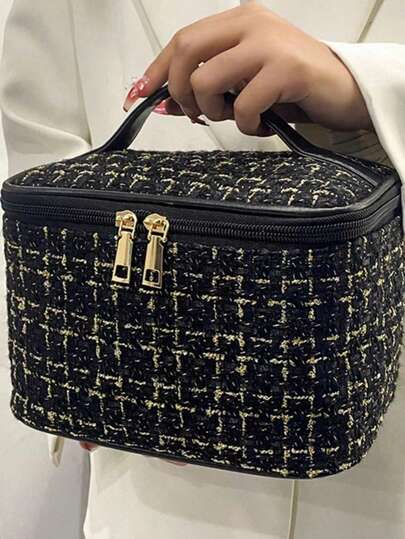 1pc Geometric Pattern Cosmetic Bag, Travel Essential Makeup Bag, Toiletry Bag, Travel Organizer, Cosmetic Storage Bag, Suitable For Home, School, Dorm, Travel, Large Capacity Women's Makeup Bag, Men's Summer Toiletry Bag, Holiday, Bathroom Decor, Festival Makeup Organizer, Bathroom Accessories Large Capacity Portable Women's Cosmetic Bag Travel Bag Toiletry Storage Bag