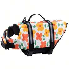 Metglad Ripstop Dog Life Jacket For Small, Medium & Large Dogs, Suitable For Boating, Dog Swimming Vest With Enhanced Buoyancy & Visibility, Floral Pattern - Green - View 4