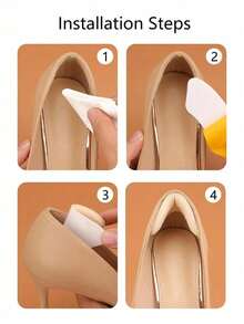 2/4pcs Anti-Chafing Heel Pads, Loafer Heel Grips With Hook And Loop, Half-Size Shoe Inserts, Women's Leather Shoe Heel Anti-Slip Lip Print Pads - Multicolor - View 3