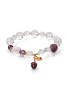 [VE] 1pc High-Quality S925 Sterling Silver Natural White Crystal Bracelet With Purple Phantom Quartz Crystal, Minimalist Fashion & Lucky Charm. Protective For Family Love, Suitable For Self, Bestie, Girlfriend, Mother. Random Jewel Color - Bracelet - View 2