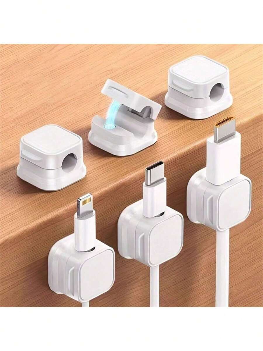 6pcs,Wire Storage Rack, Magnetic Desktop Cable Clamp Management, Hidden Mobile Phone Charging Cable Rack, Suitable For Nightstand, Kitchen Appliances, Office Supplies - Multicolor - View 1