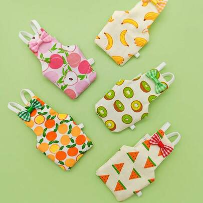 6 件/1 件可重复使用和可清洗的鹦鹉尿布，可爱的水果图案设计，带有防水内层，柔软的鸟类飞行服，适用于虎皮鹦鹉、鹦鹉、凤头鹦鹉、玄凤鹦鹉、爱情鸟和其他小型宠物鸟