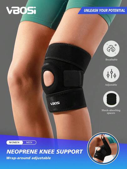 VBOSI 1 Pieza Soporte de rodilla ajustable de neopreno para mujer y hombre con almohadilla rotuliana y varillas de PVC para accesorios de levantamiento de pesas, soporte deportivo de rodilla, rodilleras para gimnasio