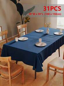 Khăn trải bàn đơn giản, màu trơn, chống nhăn, thích hợp cho nhà hàng, bữa tối, họp mặt, nhà bếp, dã ngoại, tiệc tùng, đám cưới, trang trí bàn vuông, trang trí nhà cửa hàng ngày. - Màu xanh lam - Xem 12
