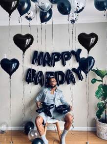 طقم البالونات الشخصية بأرقام سوداء مقاس 32 بوصة، وأرقام عيد الميلاد المخصصة ، بالونات التيل السوداء والبيضاء مع بالون قلب أسود مقاس 18 بوصة، مجموعة بالونات بحرف عيد الميلاد السعيد، مناسبة لحفلات عيد الميلاد والزفاف وحفلة استقبال المولود وعيد الحب وحفلات العروس وحفلة عيد ميلاد بموضوع الفيونكة والخطوبة والزفاف والعيد والعام الجديد وحفلة استقبال المولود والتخرج