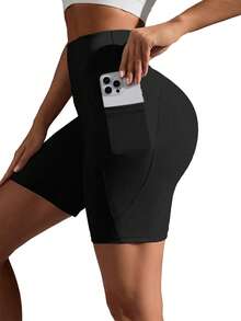 5-Pack High Waisted Yoga Shorts W/Pockets - Tummy Control Slimming Workout Shorts - Stretchy & Breathable For Yoga, Pilates, Dance, Fitness (Black) - 5pcs(mixed color) - 查看 3
