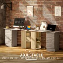 HOMCOM 120cm Computer Desk, Writing Table, PC Workstation With 3 Storage Shelves And Drawers - Grey - View 7