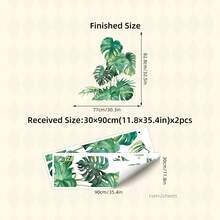 水彩龟背竹棕榈叶墙贴，适用于儿童房育儿室 | 热带植物墙贴套装 | 可移除易剥粘贴，适用于客厅、卧室 | 波西米亚风植物装饰 - 彩色 - 查看 11