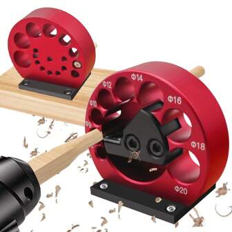 1 Set Plantilla para hacer tacos, Plantilla ajustable para hacer tacos de 8 agujeros de 8mm a 20mm con cuchillas de carburo, herramienta auxiliar para taladro eléctrico, fresadora y varillas redondas de madera