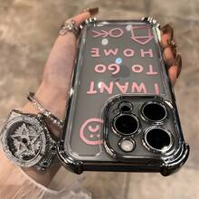 Quiero ir a casa diseño de patrón de idioma funda de teléfono para 16 15 14 13 12 11 Pro X XR XSMAX 8 Plus, funda trasera transparente suave a prueba de golpes - Colores mixtos - Ver 6