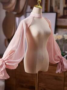 European And American Style Bridal Long Arm Shoulder Decor Chiffon Fake Sleeves, Cover Upper Arm Wedding Dress Accessory Shawl