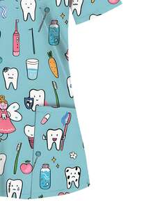2 poches Top de Scrub pour femmes, doux, respirant, pratique. Chemise de Scrub convenant aux professionnels de la santé. Chemise de Scrub adaptée aux hôpitaux, cliniques dentaires, salons de beauté et institutions, tenue de travail d'infirmière, Scrub infirmier - Bleu azur - Voir 3