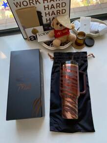 StanleyH2.0 Tumbler With Handle And Straw 40 Oz|-Position Lid CupHolder Compatible For Travel |Insulated Stainless Steel Cup  Peach WhipCabana Gloss - Leopard Brown - View 2