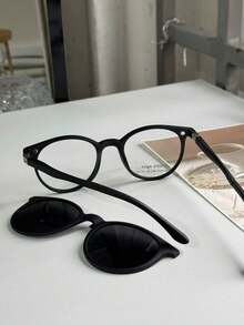 Children's Glasses Frame For Boys Clip-On 2 In 1 Round Polarized Lens 1019 - 黑色 - 查看 6