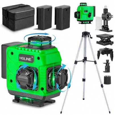 ONEVAN Nivel de espíritu láser 4D de 16 líneas, herramienta de medición y nivelación autonivelante, 360 Horizontal, Vertical, línea verde, nivel de espíritu láser