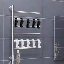 4pcs Black & White Mixed Minimalist Radiator Hooks, No-Drill Hanging Storage Rack, Bathroom Towel Rack Radiator Clip Hooks, Bath Ball & Hand Towel Hanging Hooks, Home Bathroom Storage Hooks, Radiator Hooks, Radiator Storage Rack, Clip-On Hooks, Bath Ball Rack - Multicolor - View 4
