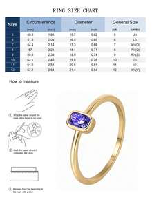 Charm-In 1 件金色嵌入式闪亮紫色锆石女士戒指，情人节/生日礼物