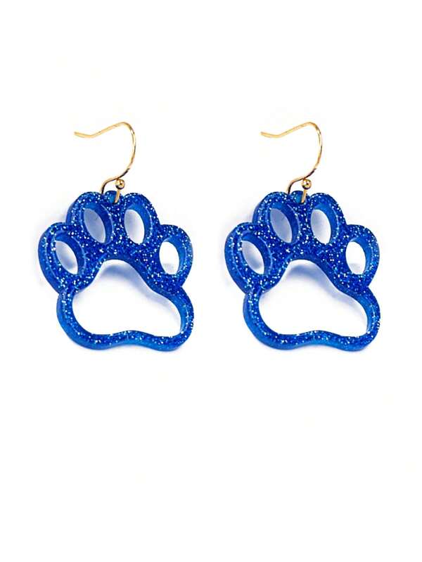 1 Pair Acrylic Cat Paw Print Cute Personalized Earrings, Suitable For Match Day, Holiday And Everyday Wear
