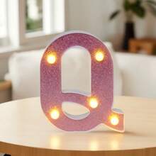 1個 16cm 創意家居裝飾 LED 粉色字母燈，室內桌面裝飾 0-9 數字燈，字母跑馬燈，婚禮求婚週年紀念生日派對裝飾字母與數字燈，女孩臥室裝飾字母燈 - 深粉紅色 - 查看 27