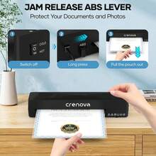 CRENOVA Laminator Machine, A4 Laminating Machine Hot & Cold With Fast Warm Technology, Thermal Laminator 9 Inch For Home Office School Business Black - US A Type Plug(110-127V) - View 6