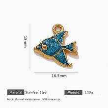 1件 18K鍍金琺瑯海洋魚吊墜，304不鏽鋼多款滴油小魚吊飾 DIY女性珠寶配件 - 彩色 - 查看 9