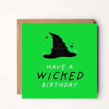 Evil Birthday Card - Fun Witch Hat Design - Halloween Birthday Card For Friends, Close Friends, Family, Him Or Her - Magical Green Theme