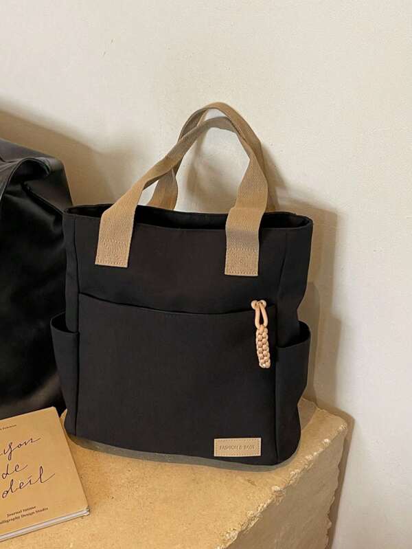 Bolsas con múltiples bolsillos de tela para estudiantes universitarios, bolsas de hombro, bolsas de mano