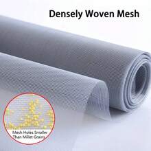 自黏式隱形蚊窗紗，耐撕裂高透氣網布，免工具 DIY 安裝，可拆卸可水洗，無化學物理防護，阻隔蚊子、蒼蠅與夏季昆蟲，適用於居家窗戶 - 灰紗白邊 - 查看 10