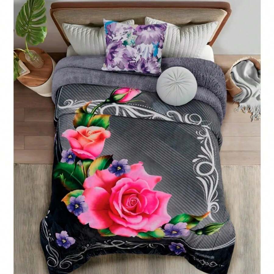 Cobertor Jumbo Matrimonial con Borrega – Súper Suave, Cálido y con Diseños Trendy para esta temporada de Frio- Beautty Home - Monaco - Ver 1