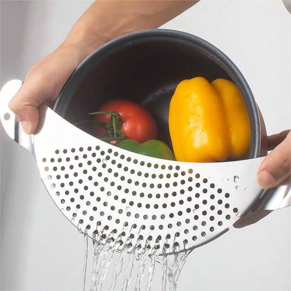 Halbmond Edelstahl Hängetopf Haushalt Küche Obst Gemüse Sieb Tief-Fritter Öl Siebe Wasserfilter