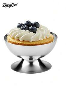 1 件不锈钢冰淇淋碗，可重复使用的沙拉杯甜点碗，金属布丁杯沙拉甜点架零食水果糖果容器，适用于 DIY 冰淇淋冻糕香蕉布丁 - 銀色 - 查看 6