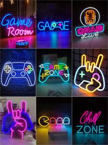 1 pièce Enseigne néon lumineux à suspendre, lampe de décoration LED. Convient pour la chambre d'homme, la salle de jeux, la grotte du gamer, la salle de jeux, en cadeau, décoration de pièce
