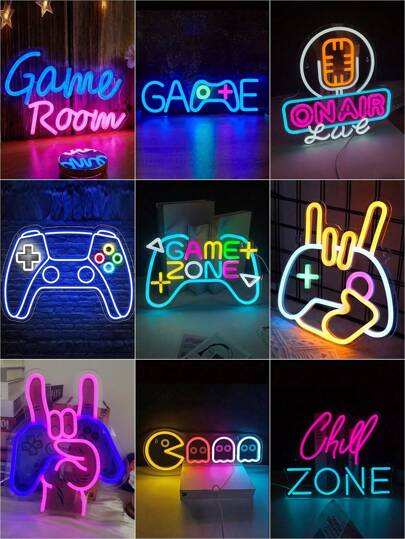 1pc Neon Sign Light Hanging LED Decor Lamp, Suitable For Men's Bedroom, Gaming Room, Gamer Cave, Game Room, Gift, Room Decoration