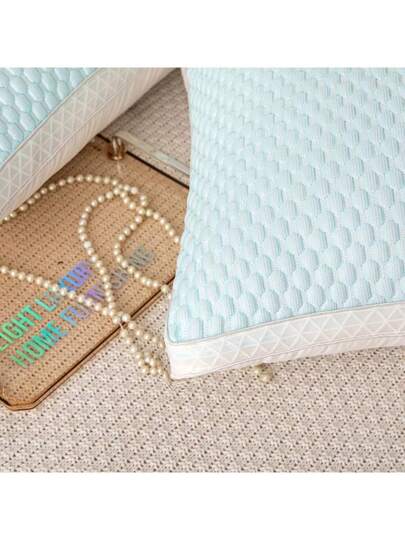 Cooling Kussen Neck Support, Zachte Satijnen Fabric, Breathable Moisture Wicking, Zipper Closure, Blue, Perfect Adults At Home, Bedroom Or Living Room, Sleep Pillow, Com Quilted Texture Fabric Support view 8