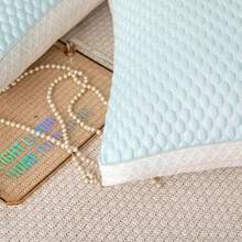 1 Cooling Pillow For Neck Support, Soft Satin Fabric, Breathable & Moisture-Wicking, Zipper Closure, Blue, Perfect For Adults At Home, Bedroom Or Living Room, Sleep Neck Pillow, Bedroom Comfort | Quilted Texture | Satin Fabric Pillow, Neck Support Pillow - Baby Blue - View 8