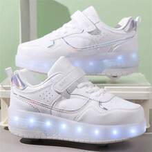LED Multi-Color Flashing Inline Skates For Teens & Youth Boys/Girls, Quick-Sliding Roller Skates With Removable Wheels For Casual Use - White - View 8