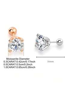 1pair 925 Sterling Silver Four-claw Mosaic Moissanite Stud Earrings For Women & Men, Suitable For Graduation, Party, Daily Commuting And Boutique Gifts For Girlfriend, Wife Or Friends On Birthday