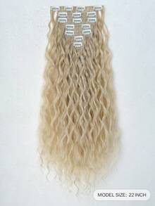 16pcs Clip-In Hair Extensions, 22 Inches Long, Water Wave, Full Head Synthetic Hair Extensions Set For Women, 7pcs - Multicolor - View 2