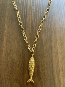 Summer Beach Vacation Necklace With Octopus And Small Fish Pendant