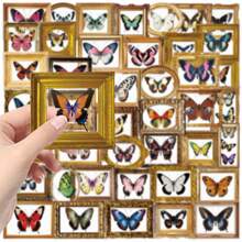 52Pcs Vintage Butterfly Photo Frames Stickers PET Transparent Decorative Decals Butterfly Stickers Insect Stickers Aesthetic Stickers Waterproof Stickers Aesthetic Laptop Sticker Pack Skateboard Stickers Water Bottle Stickers Notebook Stickers