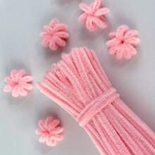 51 件/101 件/301 件毛绒线浅粉色管道清洁器工艺品带教程卡，雪尼尔茎花套件用于 DIY 艺术用品项目装饰 - 用于 DIY 工艺创意项目，鲜花制作 - 粉色 - 查看 3