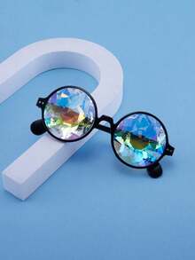 1/3pcs Kaleidoscope Music Festival Glasses Glass Prism Mosaic Eyewear Night Show Costumes With Glasses, Cute Glasses, Beach Accessories, Essential For Parties And Gatherings., Christmas,Valentine's Day Party Glasses[The Product Is Decorative Glasses, Not For Daily Use.] - Multicolor - View 11
